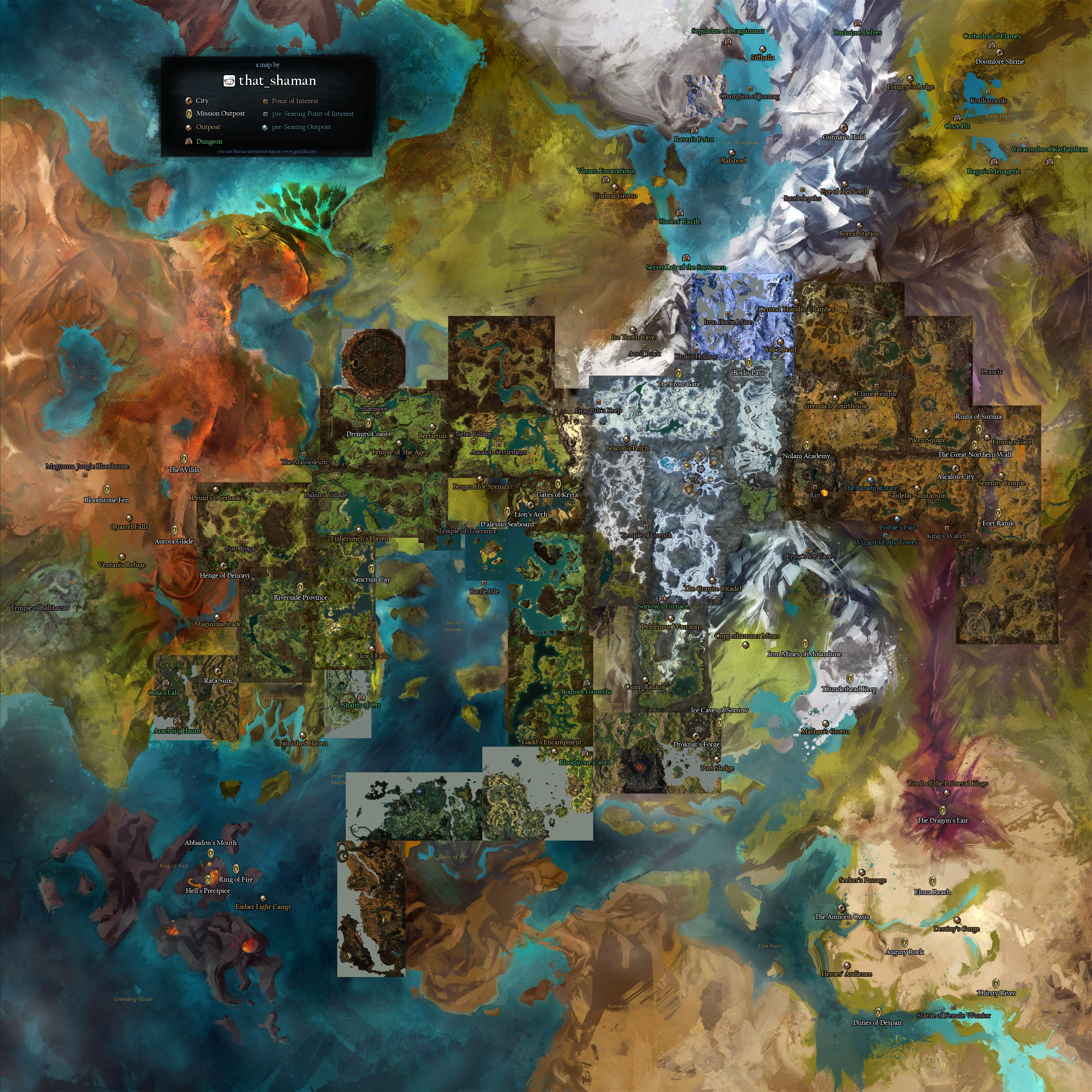 GW1 points of interest fit on GW2 map - Guild Wars 2 Life